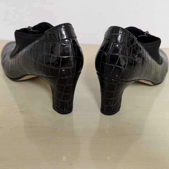 Ros Hommerson 9AA vintage '91 black vegan croc 2" heels zip front detail - Picture 7 of 10